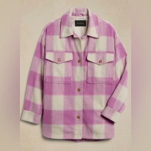Banana Republic Plaid Shacket - purple - size: XL petite